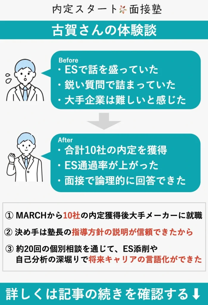 23卒MARCHから大手メーカーに就職した利用者のビフォーアフター